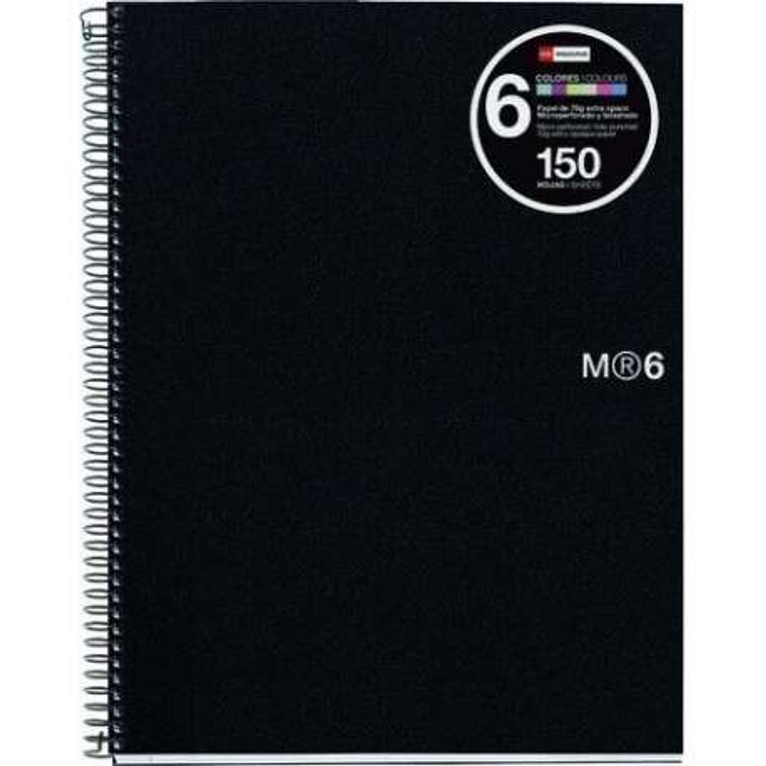 Miquel Rius Notebook6 Cuaderno de Espiral Formato A5 - 150 Hojas de 70gr Microperforadas con 2 Taladros - Cubiertas de Polipropileno - Cuadricula 5x5  1