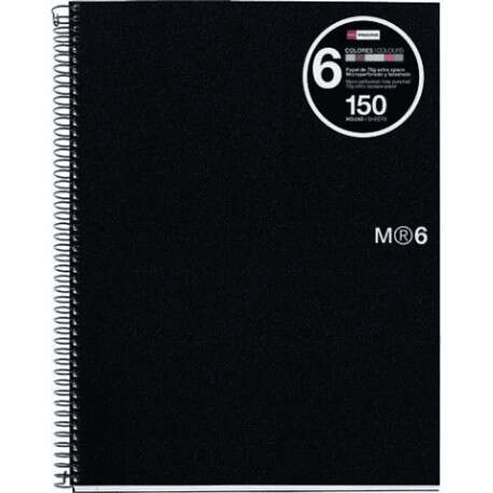 Miquel Rius Notebook6 Cuaderno de Espiral Formato A5 - 150 Hojas de 70gr Microperforadas con 2 Taladros - Cubiertas de Polipropileno - Cuadricula 5x5  1
