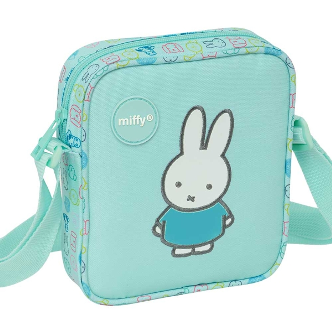 Safta Miffy Friends Bolsito con Bandolera - Material Reciclado - Resistente al Agua - 1L - 160x40x180mm - Color Azul Claro 1