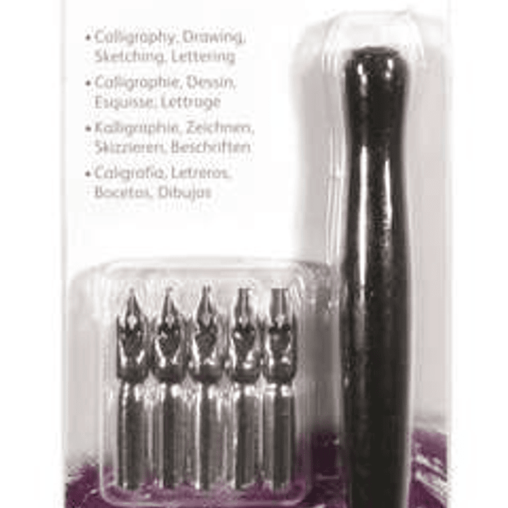 Daler Rowney Simply Pack de 1 Porta Pluma y 5 Plumillas - Color Negro 1