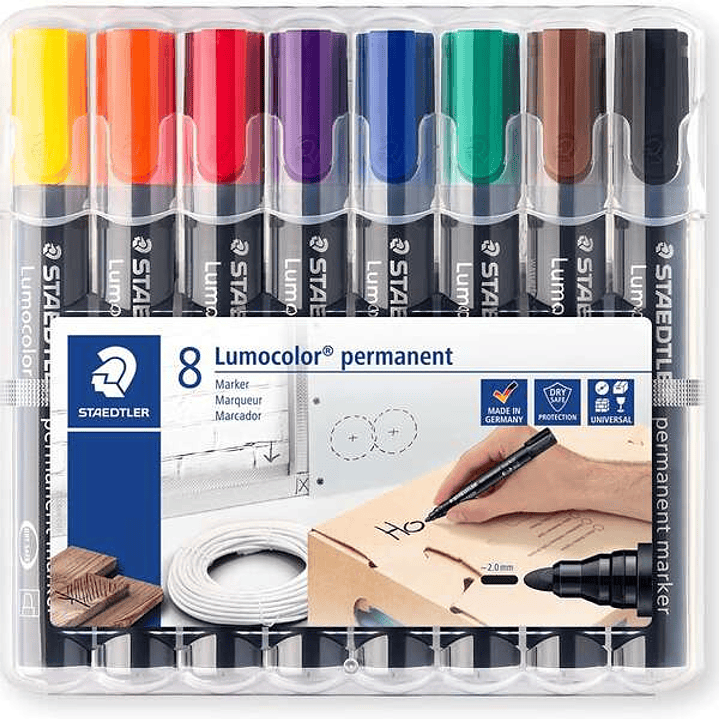 Staedtler Lumocolor 352 Pack de 8 Marcadores Permanentes - Secado Rapido - Colores Surtidos 1