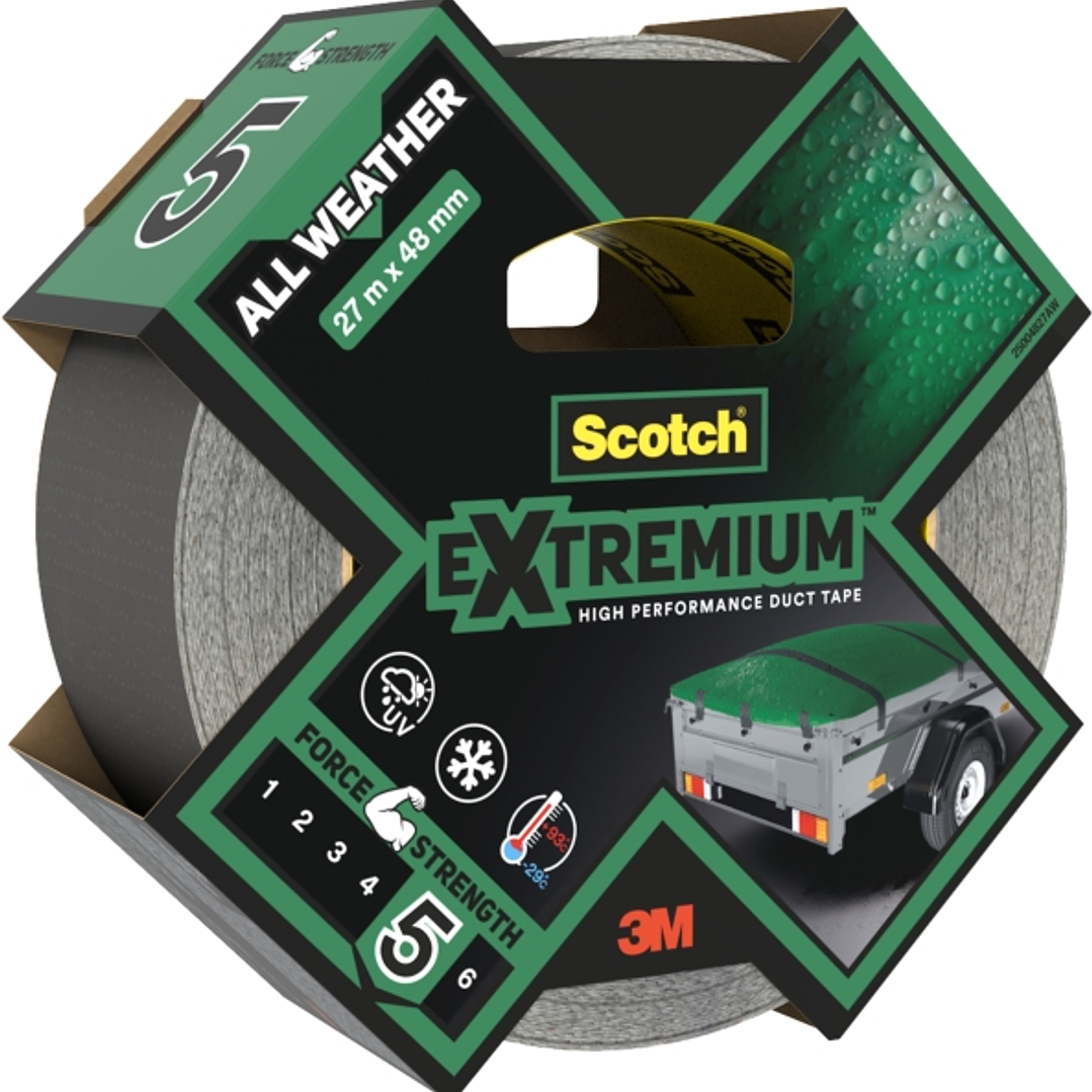 Scotch Extremium Cinta Adhesiva Americana - 48mm x 27m - Uso en Exterior - Altas Prestaciones - Color Negro 1
