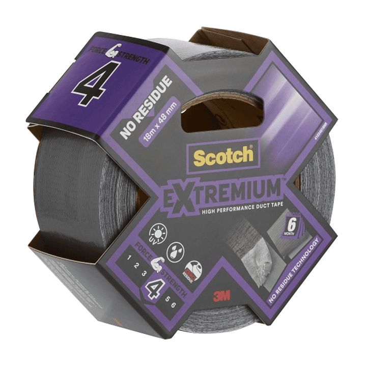 Scotch Extremium Cinta Adhesiva - 48mm x 18.2m - Sin Residuos - Alto Rendimiento - Color Negro 1