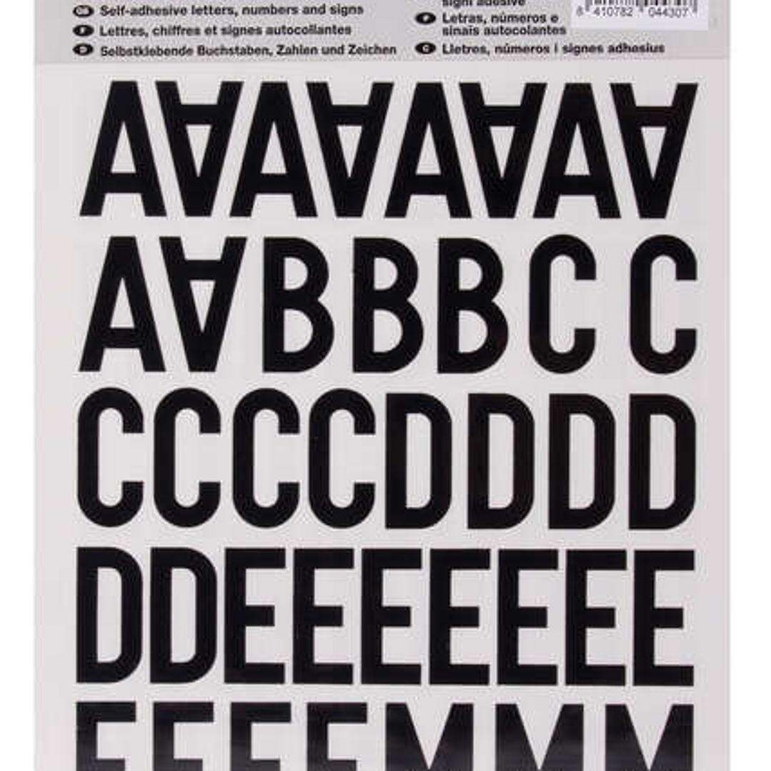 Apli Letras Adhesivas de Palo Mayusculas - Altura 30mm - Color Negro - Pack de 4 Hojas con 153 Letras 1