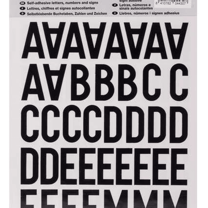 Apli Letras Adhesivas de Palo Mayusculas - Altura 30mm - Color Negro - Pack de 4 Hojas con 153 Letras 1