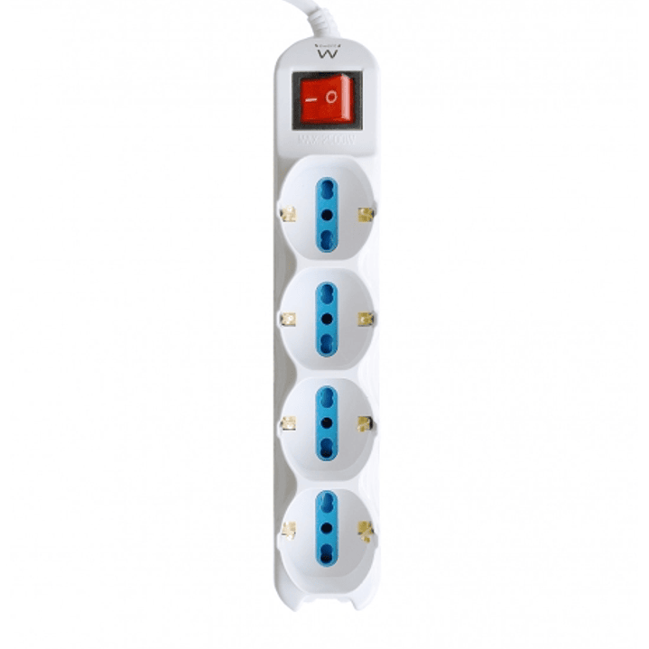 Ewent Regleta con 12 Tomas - 8 Tomas L + 4 Tomas L/F (Schuko) - Interruptor On/Off - Proteccion contra Sobretensiones - Proteccion Infantil - Cable de 1
