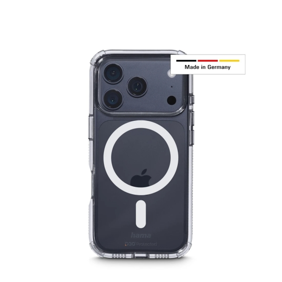 Hama Extreme Protect Funda para iPhone 17 Pro - Antideslizante - Magnetico - Policarbonato - Proteccion D3O - Bordes Elevados - Color Transparente 1