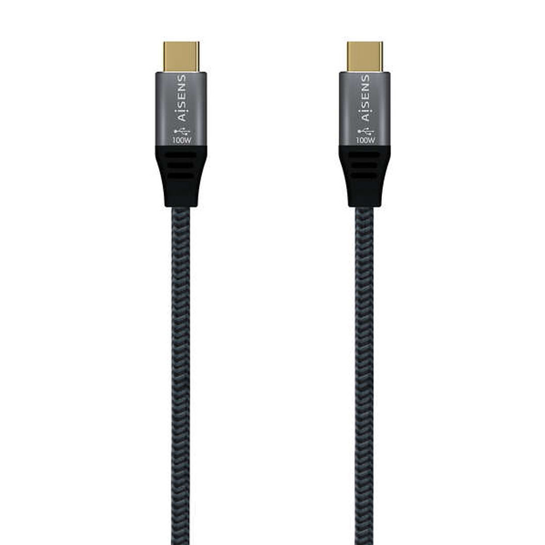 Aisens Cable USB 2.0 Aluminio 5A 100W E-MARK - USB-C/M-USB-C/M - 2.0M - Color Gris 1