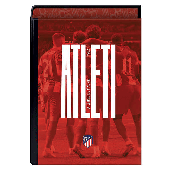 Dohe Atletico de Madrid Atleti Carpeta de 4 Anillas Formato Folio - Cubierta de Carton Forrado - Anillas Niqueladas de 40mm 1