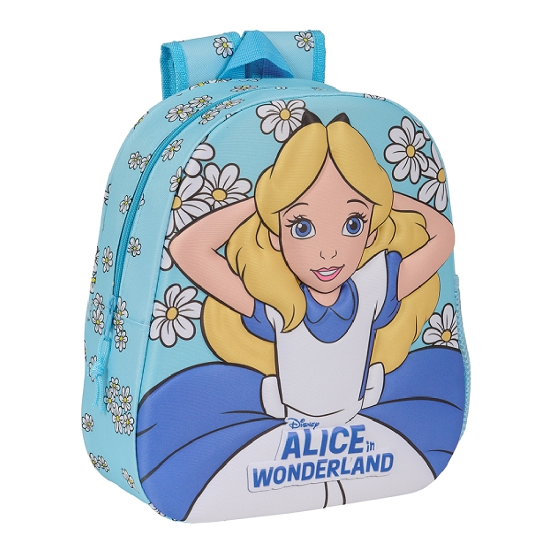 Safta Alicia en el Pais de las Maravillas Mochila 3D de 8.64L - Portabotellas - Tarjeta de Identificacion Personal - Hombreras Acolchadas - 27x33x10cm 1