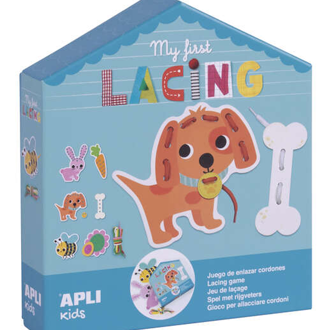 Apli Myfirstlacing - Juego de Enhebrar para Niños - Fomenta la Motricidad Fina y la Coordinacion Ojo-Mano - Incluye Cordones y Tarjetas con Dibujos pa 1