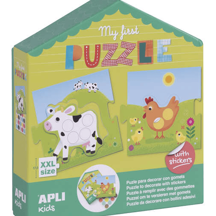 Apli My First Puzzle con Gomets - Ideal para Niños Pequeños - Fomenta la Coordinacion y la Concentracion - Incluye Pegatinas para Decorar El Puzzle 1