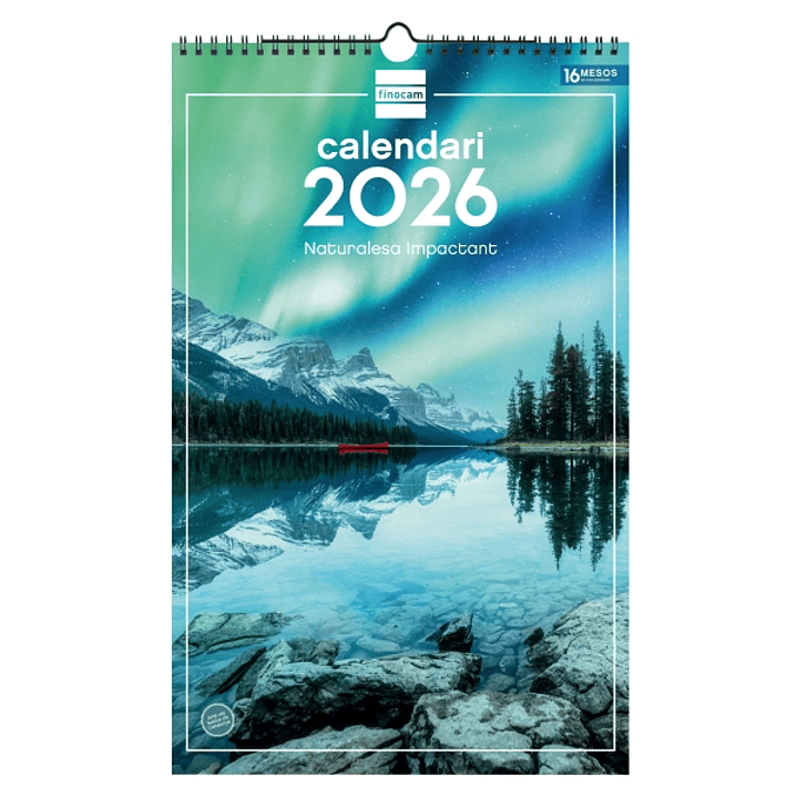 Finocam Calendario de Pared en Catalan - Anual 2026 - Imagenes Variadas - con Espiral - Espacio para Escribir - Tematica de Naturaleza 1