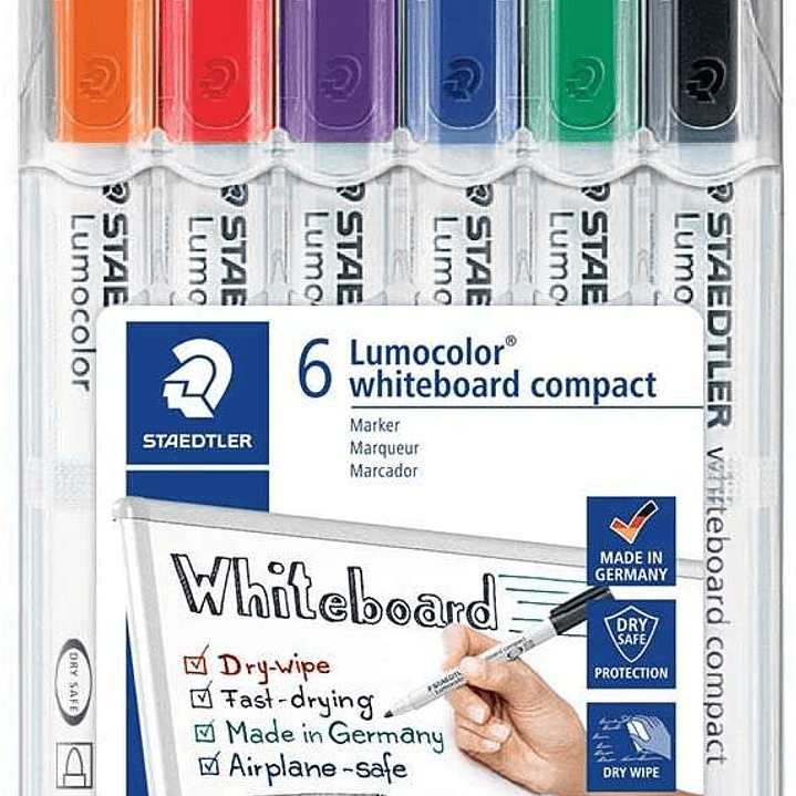 Staedtler Lumocolor 341 Pack de 6 Marcadores para Pizarra - Secado Rapido - Colores Surtidas 1