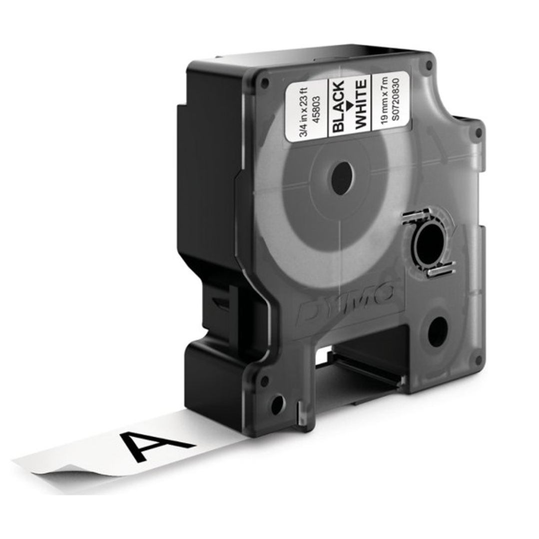Dymo D1 45803 Cinta de Etiquetas Original para Rotuladora - Texto Negro sobre Fondo Blanco - Ancho 19mm x Largo 7m 1