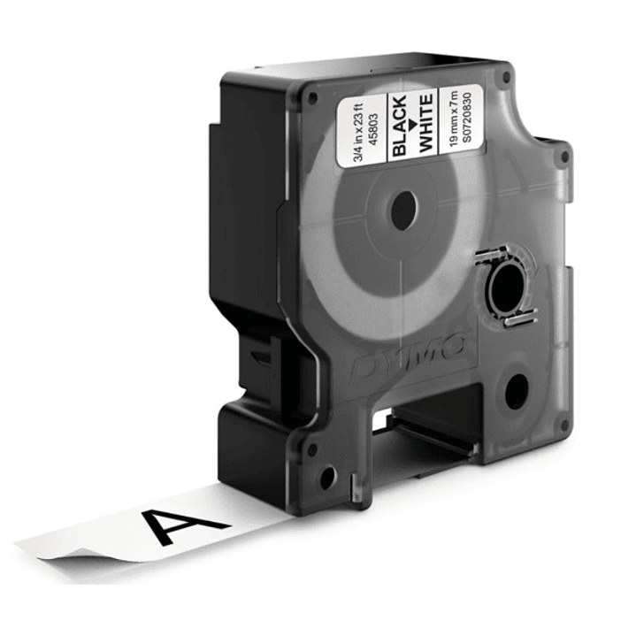 Dymo D1 45803 Cinta de Etiquetas Original para Rotuladora - Texto Negro sobre Fondo Blanco - Ancho 19mm x Largo 7m 1