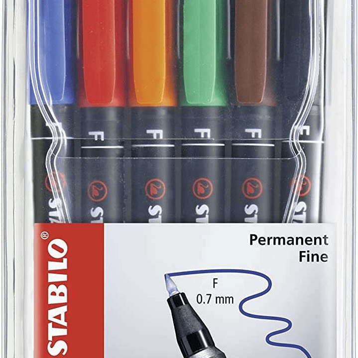 Stabilo OHPen Pack de 6 Rotuladores Permanentes - Punta Fina - Trazo de 0.7mm - Agarre Antideslizante - Tapon Ventilado - Colores Surtidos 1