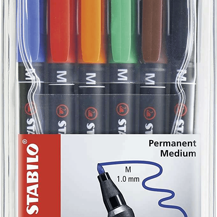 Stabilo OHPen Pack de 6 Rotuladores Permanentes - Punta Media - Trazo de 1mm - Agarre Antideslizante - Tapon Ventilado - Colores Surtidos 1