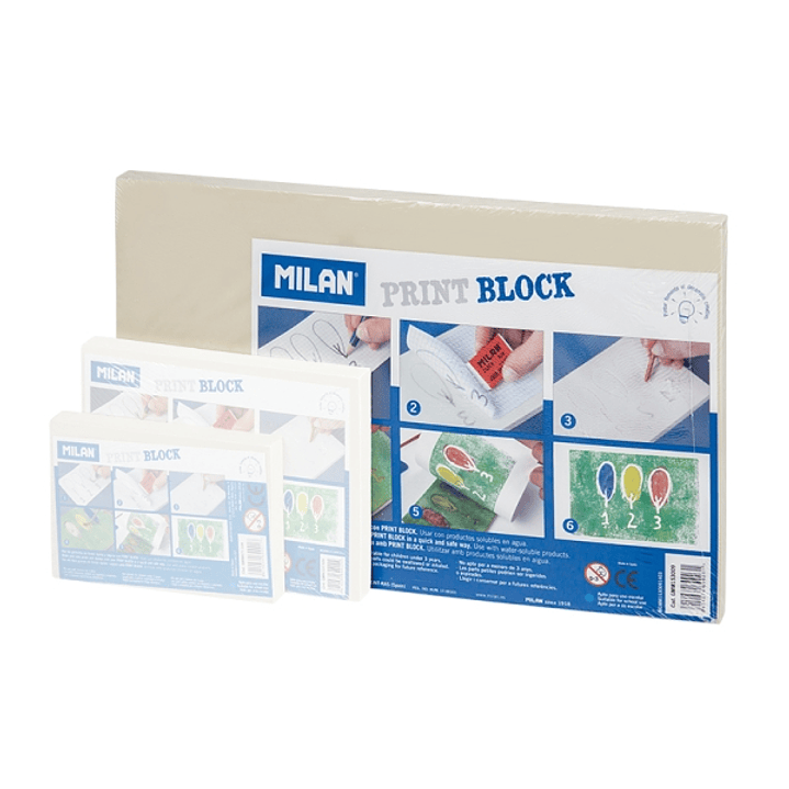 Milan Print Block Plancha de Grabado - Formato L - 15x30x0.9cm - Color Blanco 1