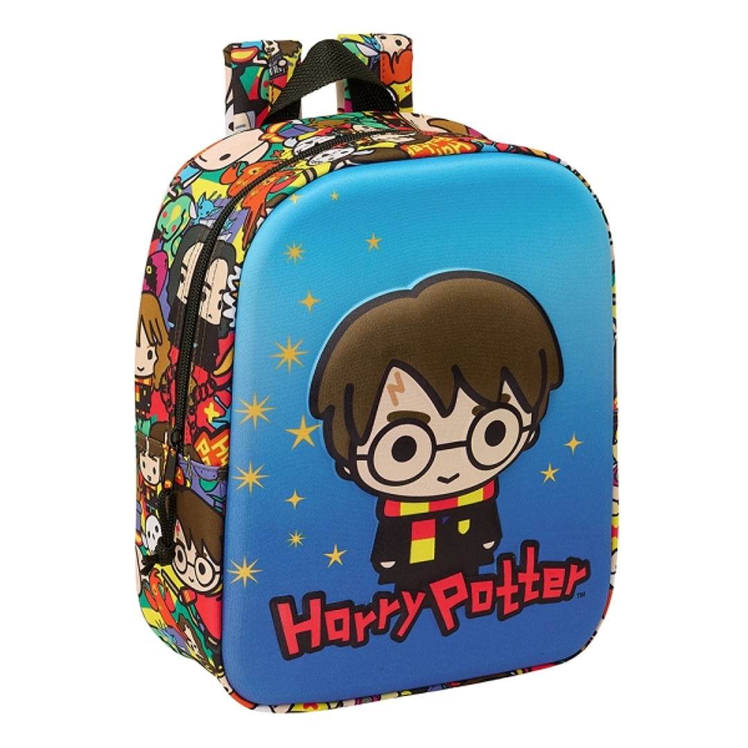 Safta Harry Potter Mochila Guarderia 3D - Asa de Mano - Compartimento Principal con Cremallera - 22x27x10cm - Color Azul 1