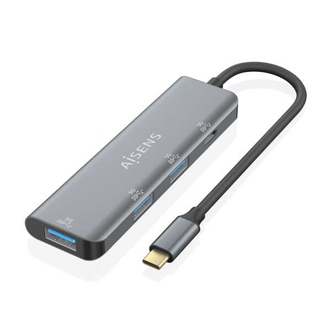 Aisens Hub USB 3.2 GEN1 5G USB-C - USB-C/M-1xUSB-C/H-3xUSB-A/H - 15cm - Color Gris 1