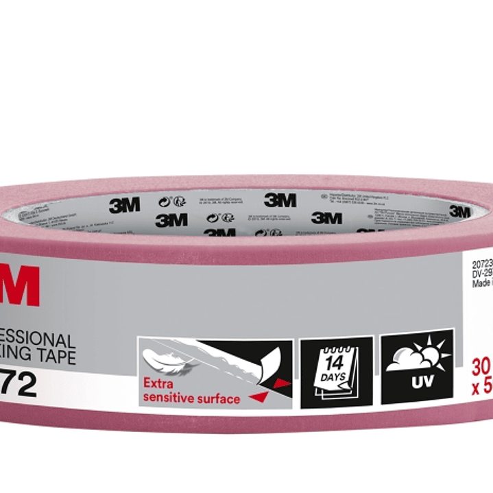 3M Cinta de Enmascarar para Superficies Delicadas - 30mm x 50m - Color Rosa 1