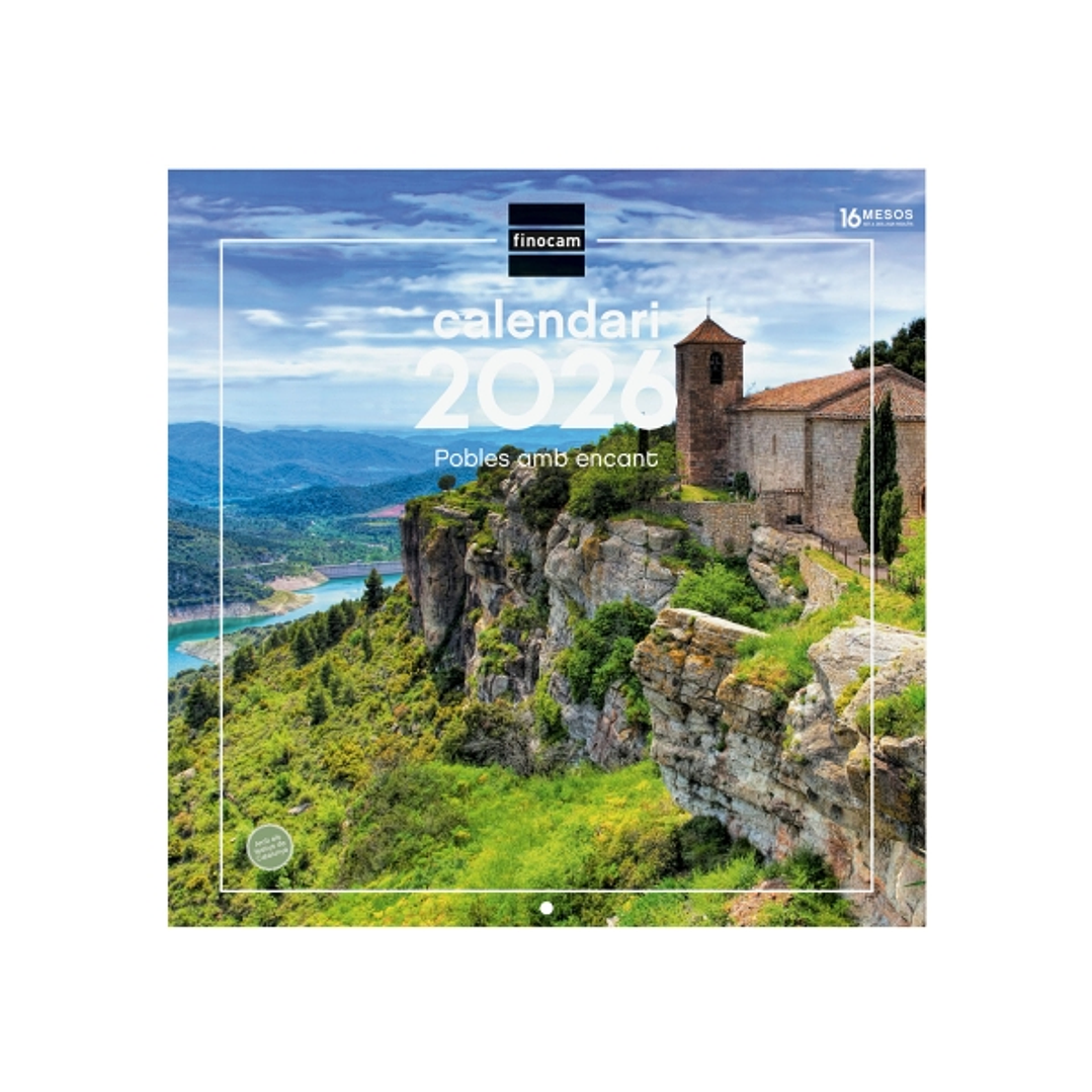 Finocam Calendario de Pared en Catalan - Anual 2026 - Imagenes Variadas - 300x300mm - Espacio para Escribir - Tematica de Ciudades y Pueblos 1