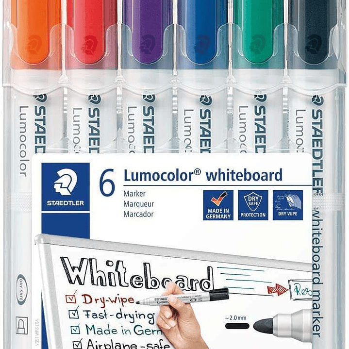 Staedtler Lumocolor 351 Pack de 6 Marcadores para Pizarra Blanca - Secado Rapido - Colores Surtidos 1