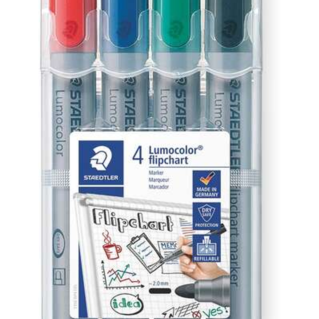 Staedtler Lumocolor Flipchart 356 Pack de 4 Marcadores Permanentes - Tinta Base de Agua - Colores Surtidos 1