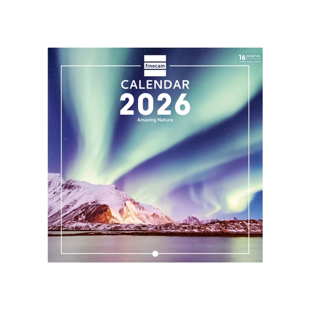 Finocam Calendario de Pared Internacional - Anual 2026 - Imagenes Variadas - 191x5x185mm - Tematica de Naturaleza 1