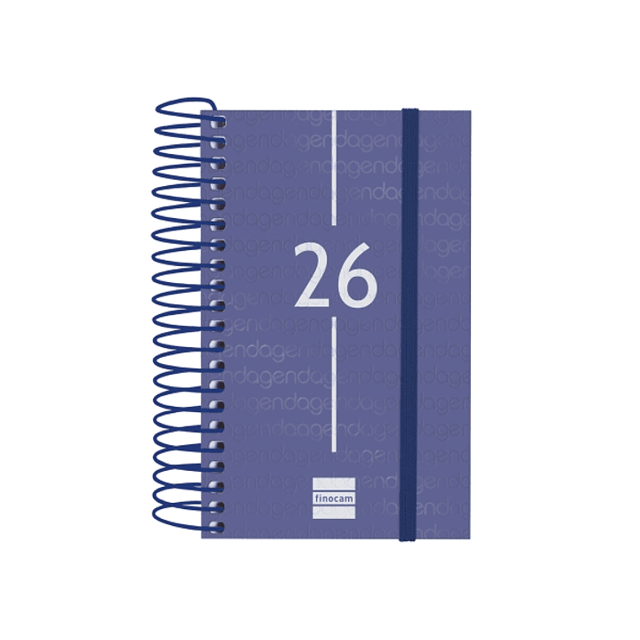 Finocam Year Agenda de Espiral en Catalan - Anual 2026 - Tapa Ligera - Formato E3 - 95x24x127mm - 1 Dia por Pagina - Color Azul 1