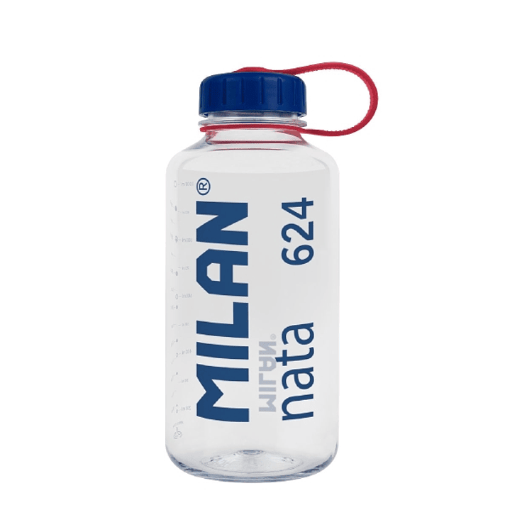Milan Nata® 624 Botella de Tritan 1L - Muy Ligera - Dosificador Extraíble - Escala de Medida - Libre de BPA - Transparente7Azul 1
