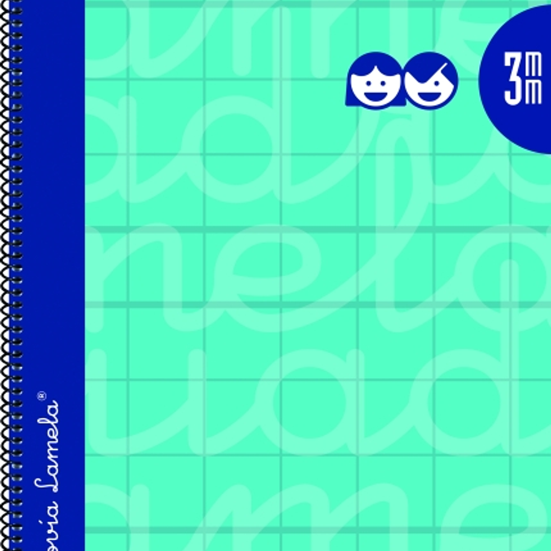 Lamela Cuaderno Espiral con 80 Hojas de 90g/m2 con Margen - Formato Folio - Pauta Cuadrovia de 3mm - Cubierta Extra Dura - Papel Offset Blanco Extra - 1