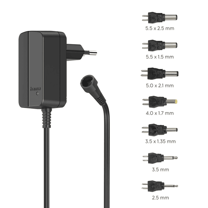 Hama Fuente de Alimentacion Multidispositivo - Potencia 3.6W - Voltaje 12V - Indicador LED - 7 Adaptadores - Intensidad Maxima 0.3A - Voltaje Ajustabl 1