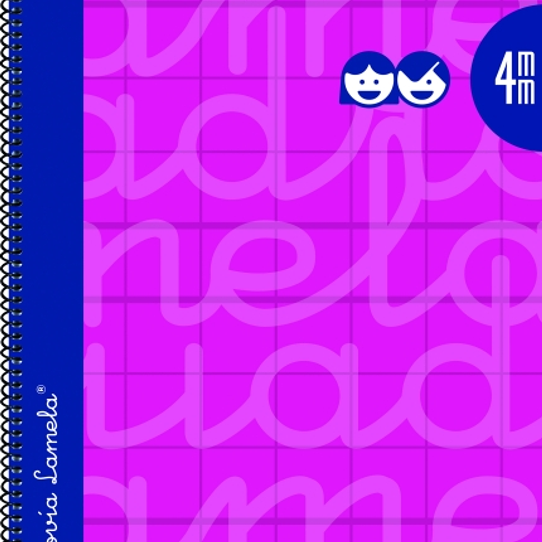 Lamela Cuaderno Espiral con 80 Hojas de 90g/m2 con Margen - Formato Folio - Pauta Cuadrovia de 4mm - Cubierta Extra Dura - Papel Offset Blanco Extra - 1