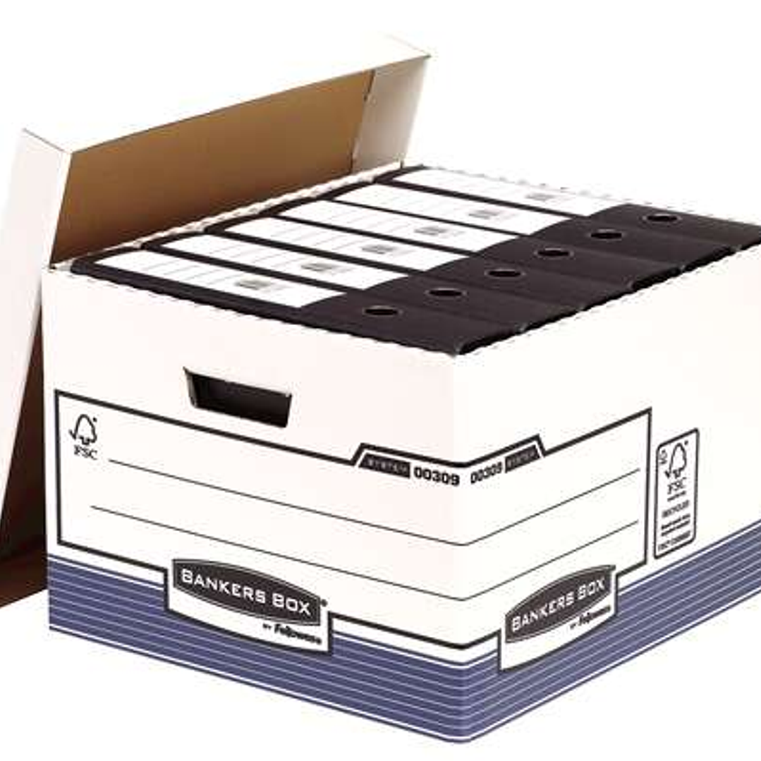 Fellowes Bankers Box Contenedor de Archivos Folio - Montaje Automatico Fastfold - Carton Reciclado Certificacion FSC 1
