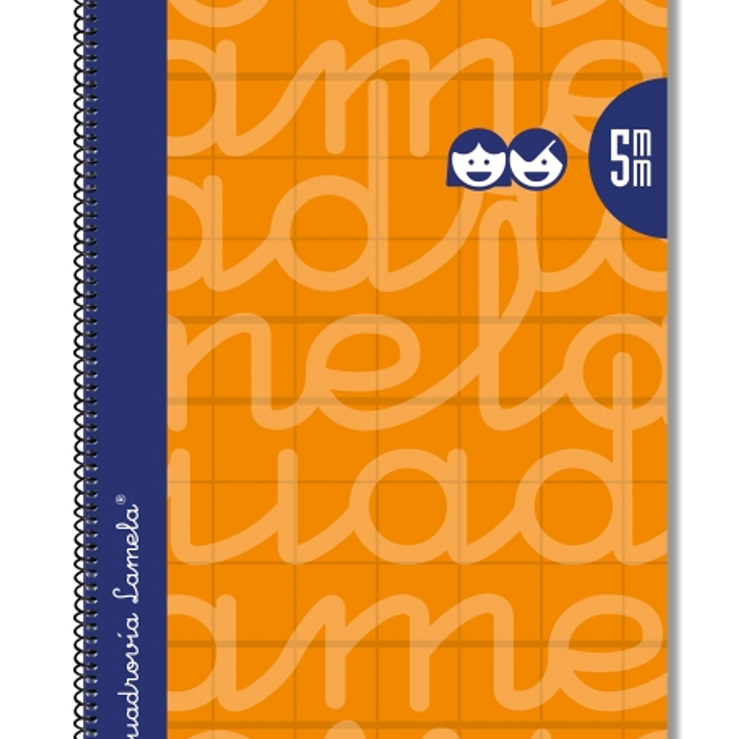 Lamela Cuaderno Espiral con 80 Hojas de 90g/m2 con Margen - Formato Folio - Pauta Cuadrovia de 5mm - Cubierta Extra Dura - Papel Offset Blanco Extra - 1
