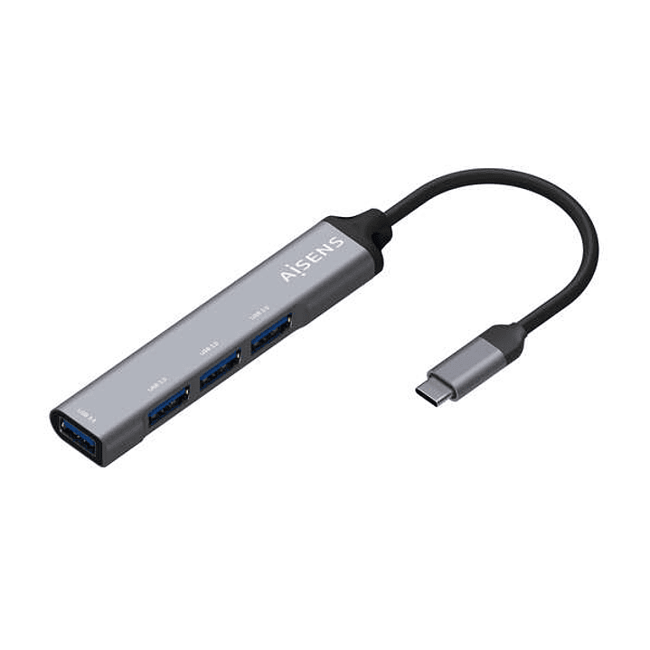 Aisens Hub USB 3.1 USB-C - USB-C Macho a 4xTipo A Hembra - 10cm - Color Gris 1