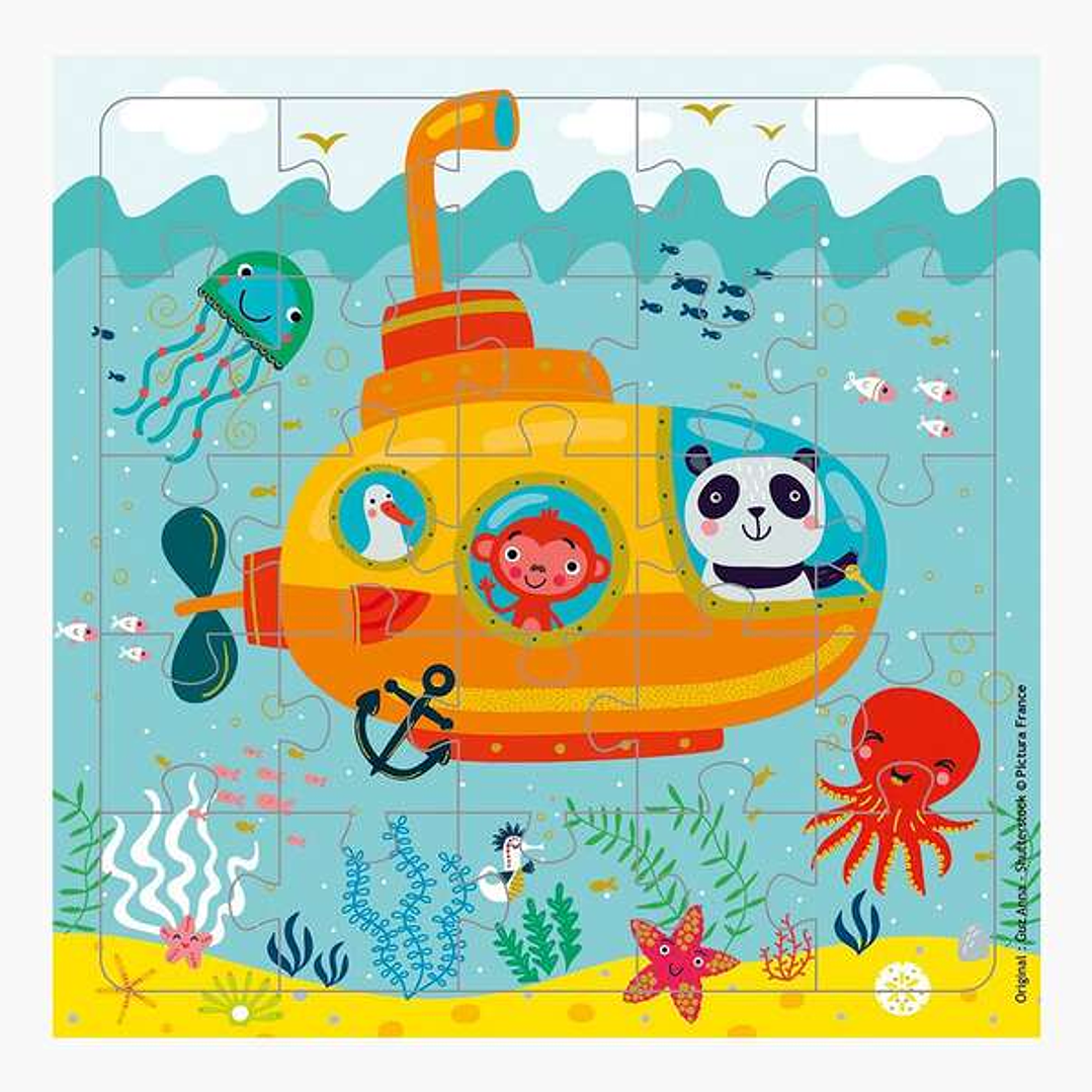 Pictura Tarjeta Puzzle - 15.5x15.5cm - Tematica Submarino - 25 Piezas - Incluye Sobre Blanco - Certificacion FSC 1