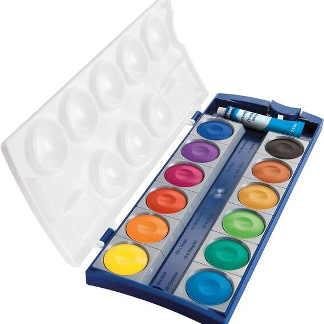 Pelikan Acuarelas Opacas 735/K12 Caja 12 Pocillos + 1 Tubo Blanco - Colores Intensos y Faciles de Diluir - Resistente a la Luz - Ideal para uso Escola 1