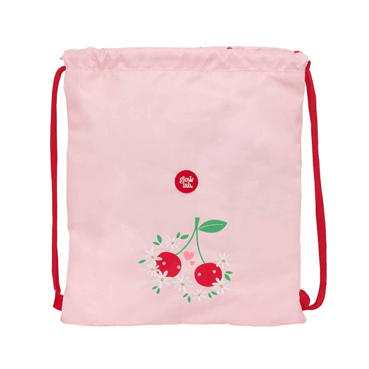 Safta Glowlab Frutitas Saco Plano - Bolsillo Interior con Cremallera - Cierre con Cordones - 5L - 350x10x400mm - Color Rosa 1