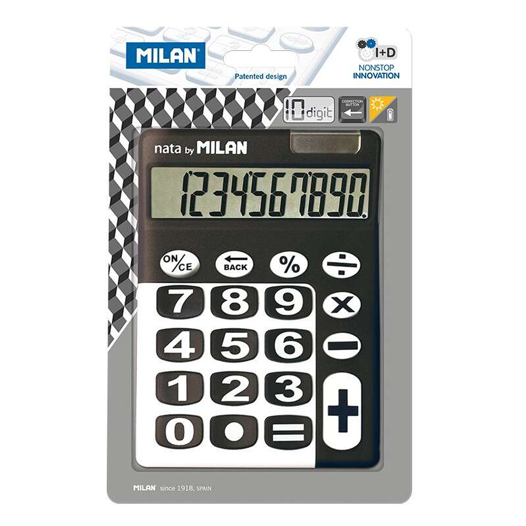 Milan Calculadora 10 Digitos - Calculadora de Sobremesa - Teclas Grandes - Tecla Rectificacion Entrada de Datos - Color Negro/Blanco 1