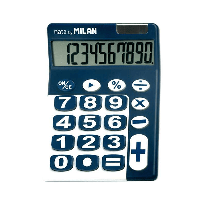 Milan Calculadora de Sobremesa 10 Digitos - Teclas Grandes - Apagado Automatico - Color Azul y Blanco 1