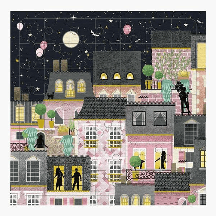 Pictura Tarjeta Puzzle - 15.5x15.5cm - Tematica Ciudad de Noche - 49 Piezas - Incluye Tarjeta Plegada y Sobre Blanco - Certificacion FSC 1