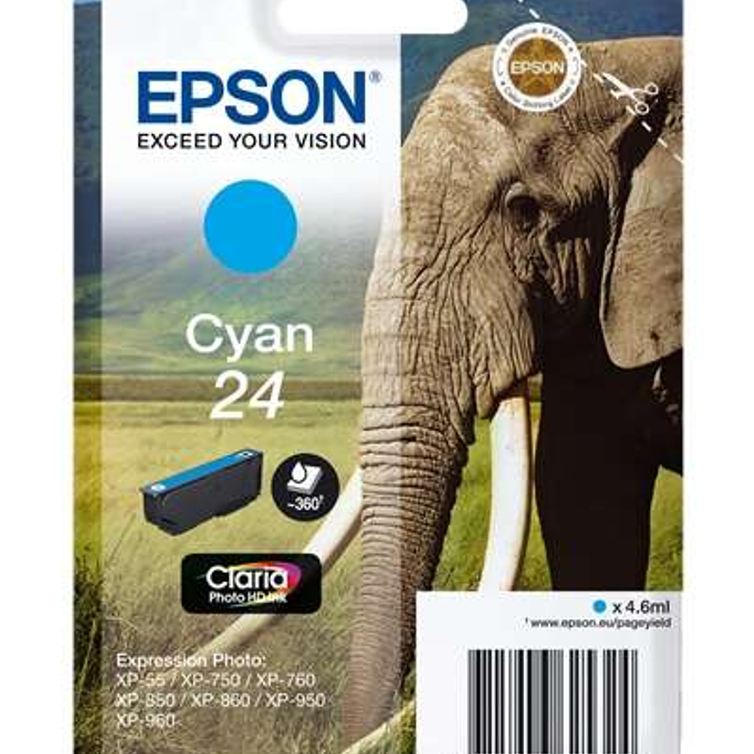 Epson T2422 (24) Cyan Cartucho de Tinta Original - C13T24224012 1