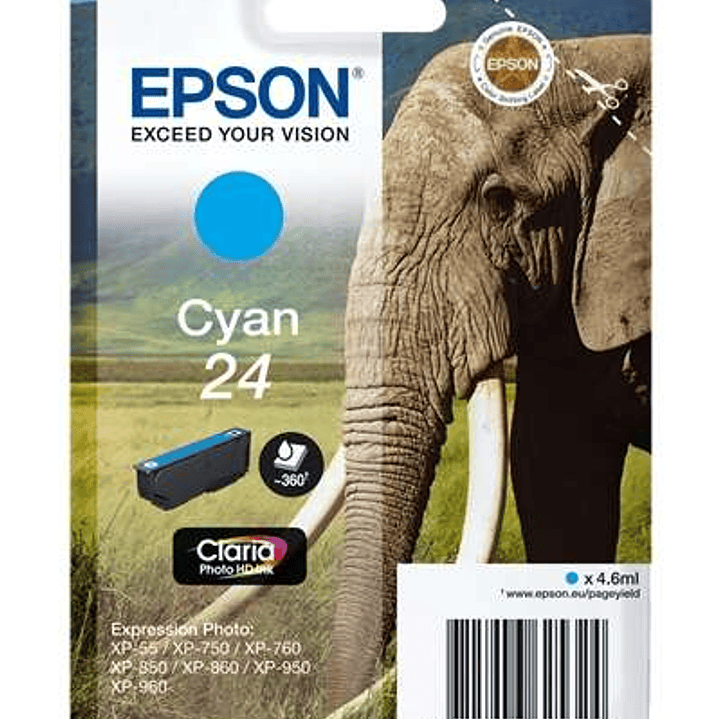Epson T2422 (24) Cyan Cartucho de Tinta Original - C13T24224012 1