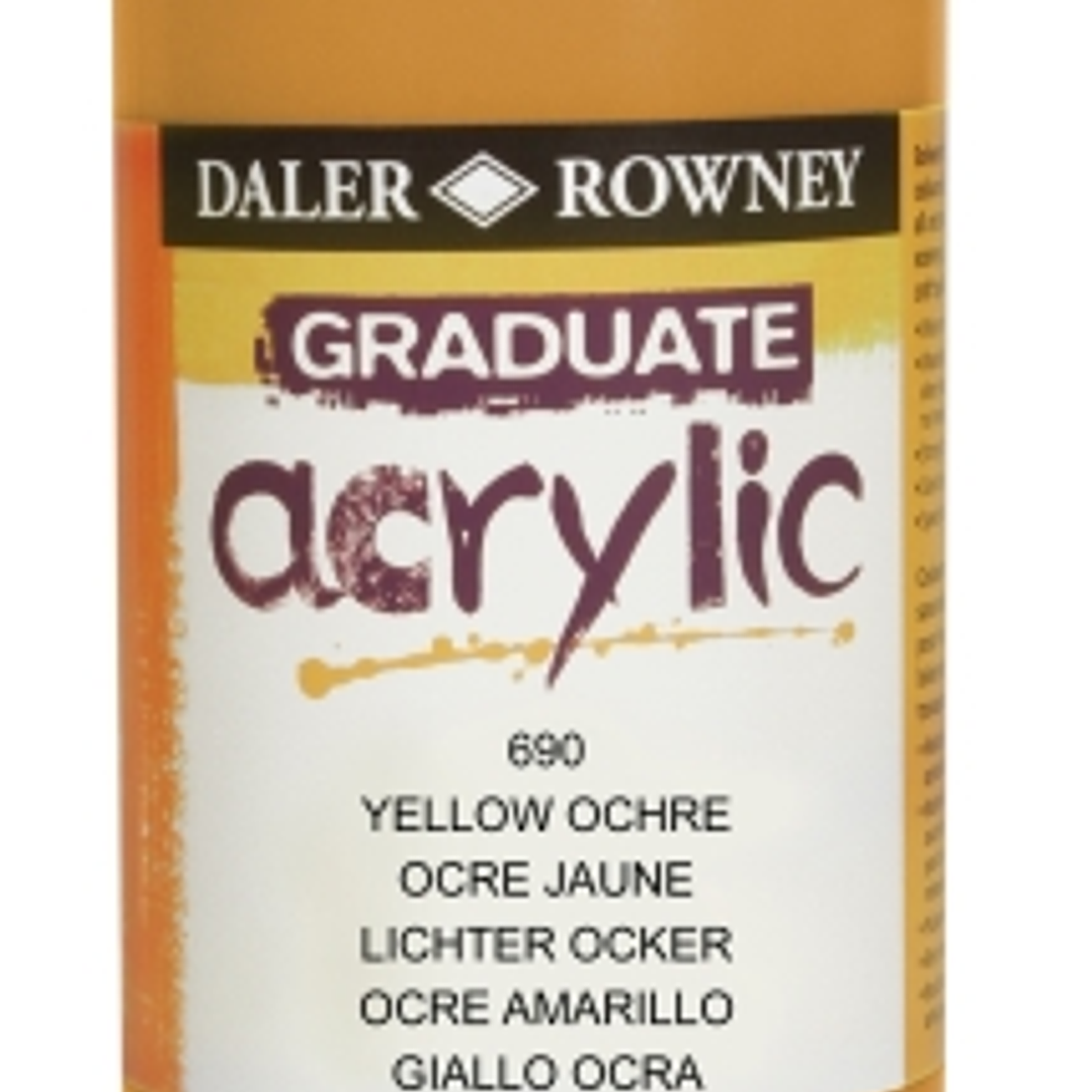 Daler Rowney Graduate Pintura Acrilica - Botella de Plastico - 500ml - Color Ocre Amarillo 1