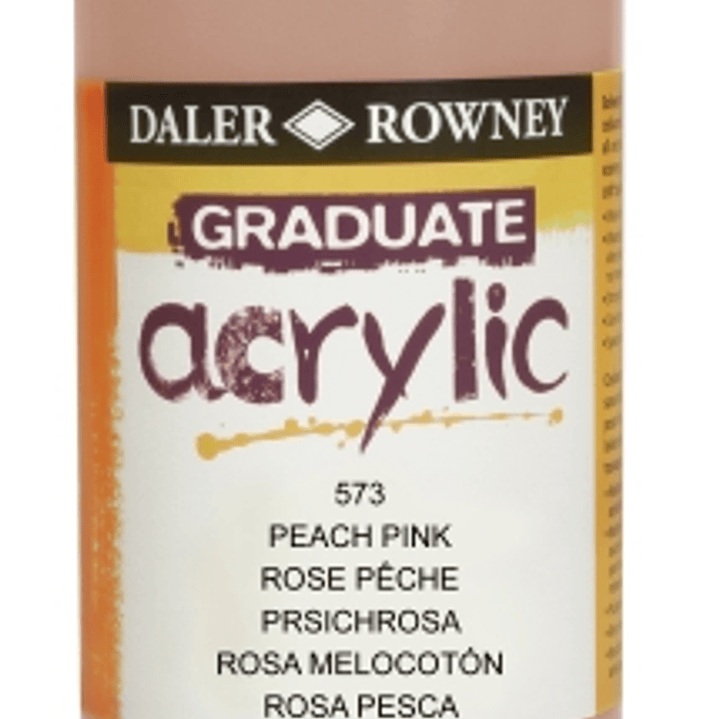 Daler Rowney Graduate Pintura Acrilica - Botella de Plastico - 500ml - Color Rosa Melocoton 1