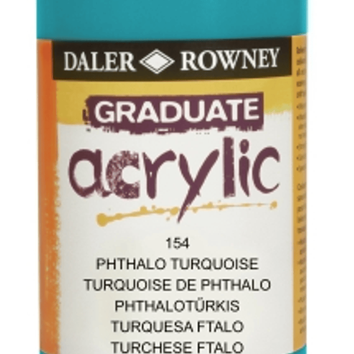 Daler Rowney Graduate Pintura Acrilica - Botella de Plastico - 500ml - Color Turquesa Ftalo 1