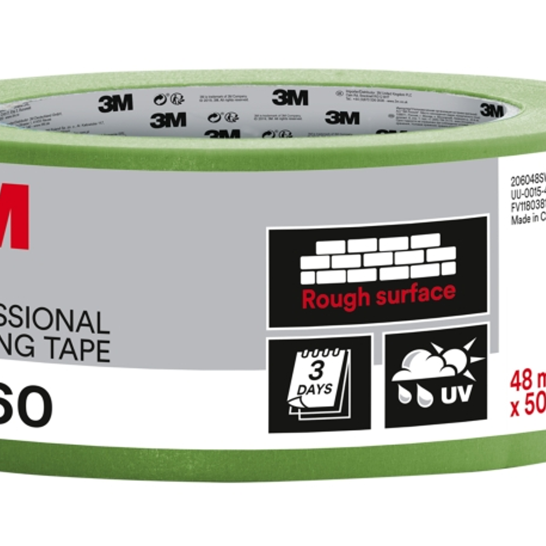 3M Cinta de Enmascarar Profesional para Superficies Rugosas - 48mm x 50m - Color Verde 1